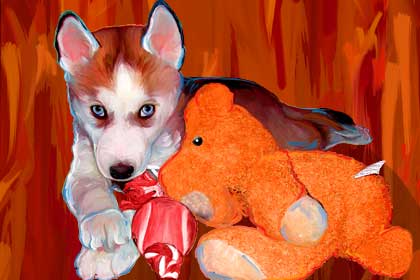 siberian husky painting