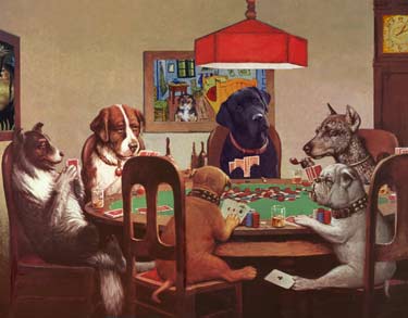 dogs playing poker